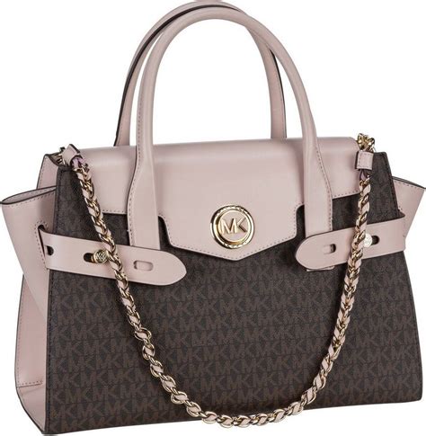 michael kors tasche mit breitem band|Michael Kors opened satchel purse.